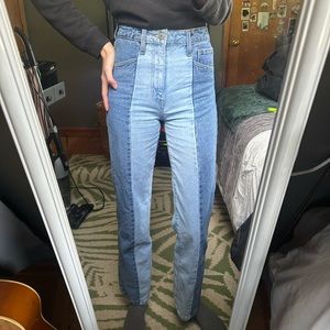 KanCan High Rise Wide Leg Split Tone Jeans.